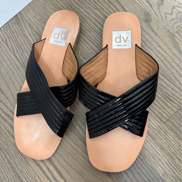DV Dolce Vita Black Patent Leather Lyra Sandals women’s size 8 - Picture 2 of 9
